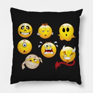 Scary Smiley Face Emoticon Set Pillow