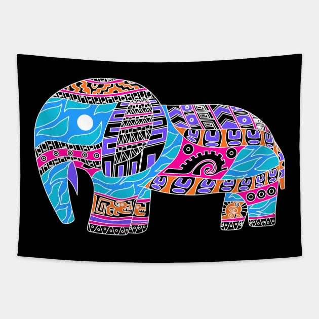 Elephant wonder pattern art Tapestry by jorge_lebeau