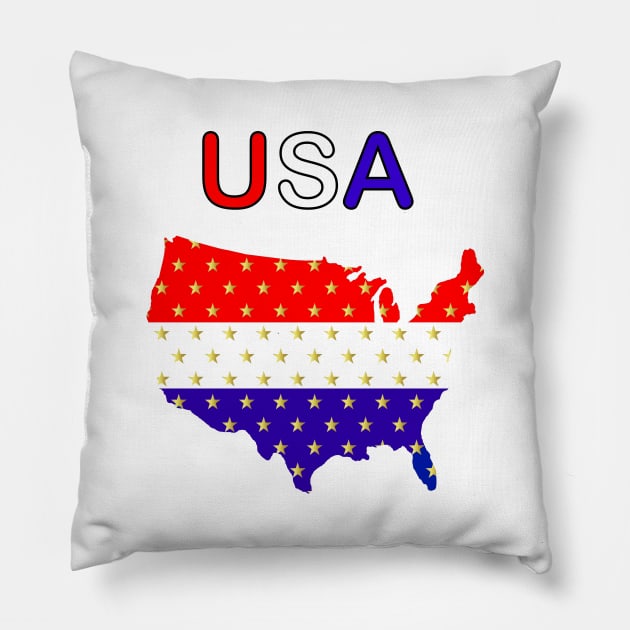 4TH OF JULY RED WHITE BLUE Pillow by SartorisArt1