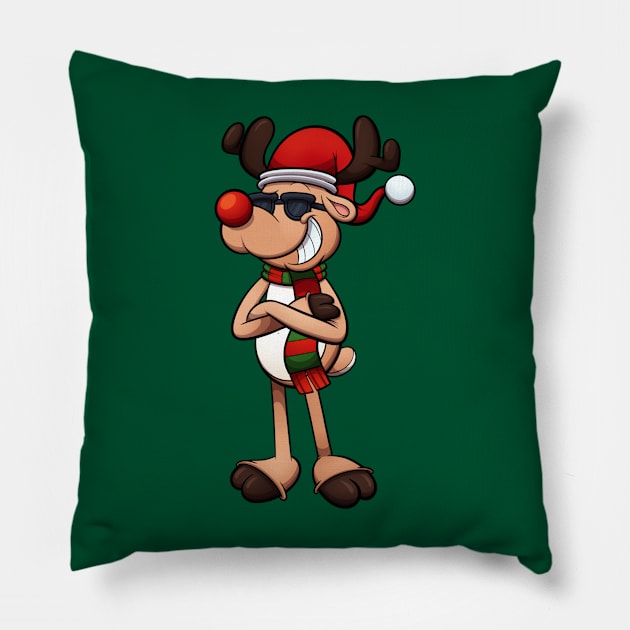 Cool Christmas Reindeer Pillow by TheMaskedTooner