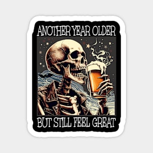 Birthday Mens Beer Drinking Skeleton Magnet