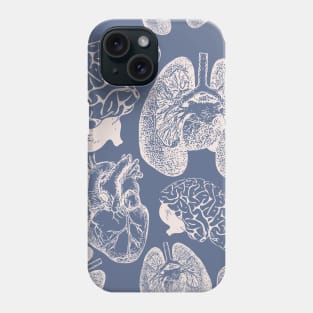 Anatomical Organs - White on Blue Phone Case