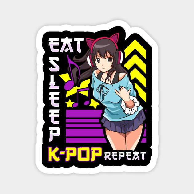 Eat Sleep K-Pop Repeat KPop Kawaii Korean Music Magnet by theperfectpresents