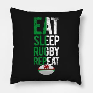 Eat sleep rugby repeat Wales rugby 2 Pillow