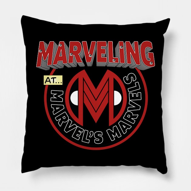 Marveling Logo: With a Mouth! Pillow by Marveling At Marvel's Marvels