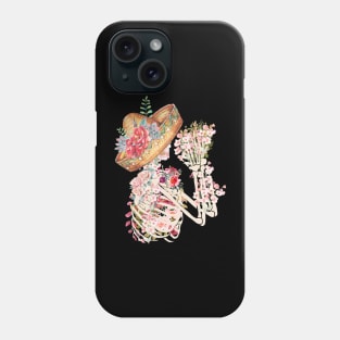 Skeleton and Flowers Bones and Botany Dia De los Muertos Phone Case