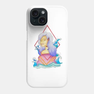 Siren Mermaid Geometric Portrait Phone Case