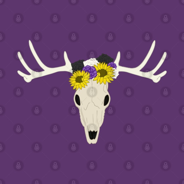 Nonbinary Floral Deer Skull by maya-reinstein