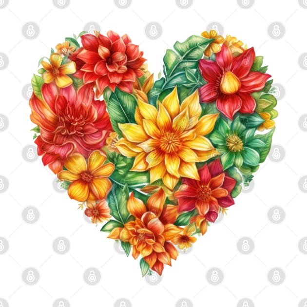 Watercolor Juneteenth Flower Heart by Chromatic Fusion Studio