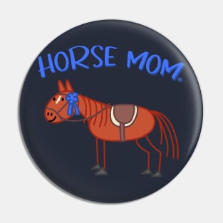 Horse Mom - Cute English Chestnut Horse Doodle Pin