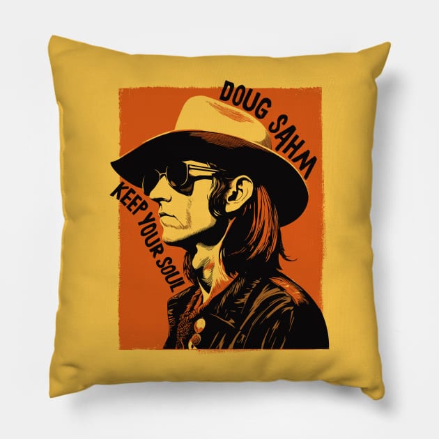 Doug Sahm - Retro Original Fan Artwork Pillow by DankFutura