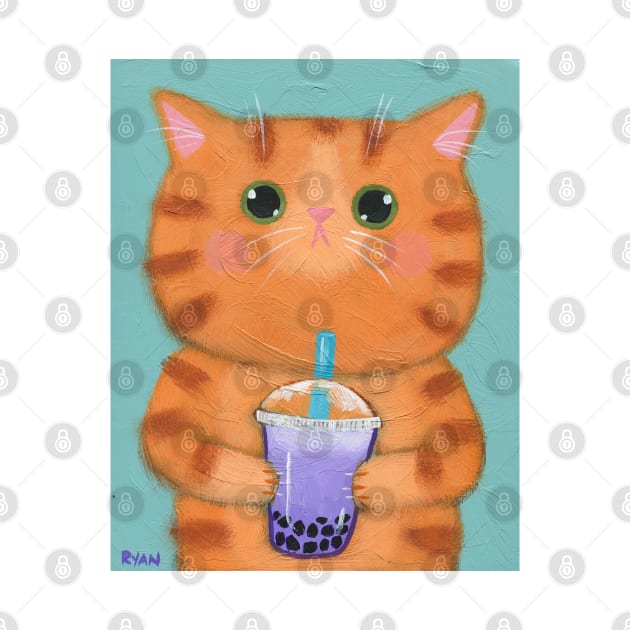 Lavender Boba Kitty by KilkennyCat Art