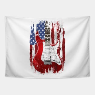 Electric Guitar American Flag Patriotic Guitarist Gift Tapestry