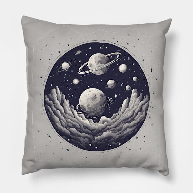 Celestial Bodies Stars Planets Outer Space Astro Pillow by Elysian Alcove