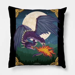 Purple Dragon Full Moon Fantasy Novelty Gift Pillow