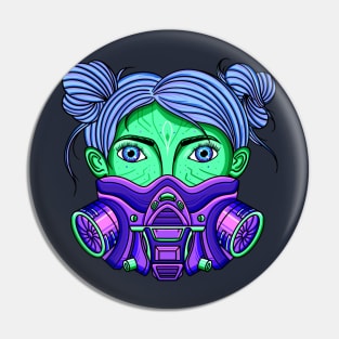 Quarantine Cyberpunk Gas Mask Pin