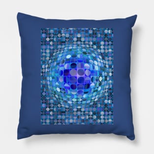 Optical Illusion Sphere - Blue Pillow