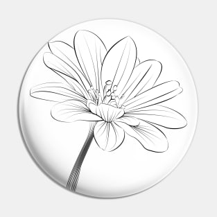 Black Flower Illustration Pin