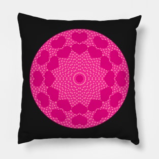 Pink Hearts Kaleidoscope Style Mandala Pillow