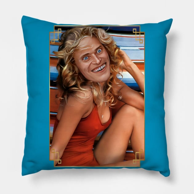 Farrah Fawcett / Willem Dafoe Pillow by Zbornak Designs