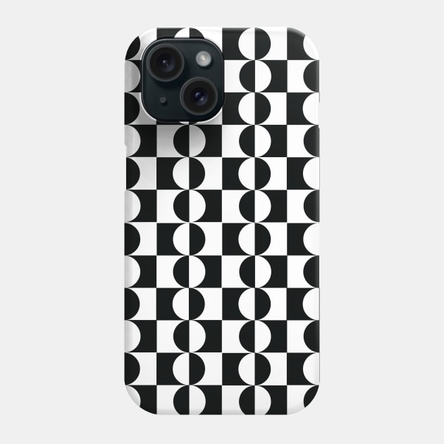 Black and White Midcentury Modern Half Moons Phone Case by Stonework Design Studio