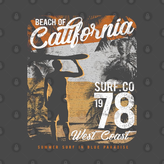 Vintage Retro California Beach Surf by meowstudio