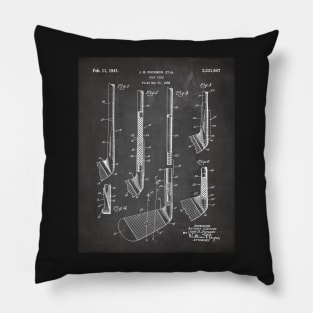 Golf Club Patent - Golfing Fan Home Office Art - Black Chalkboard Pillow