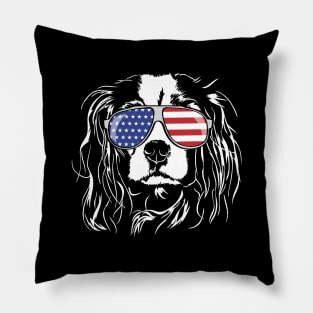 Proud Cavalier King Charles Spaniel American Flag sunglasses dog Pillow