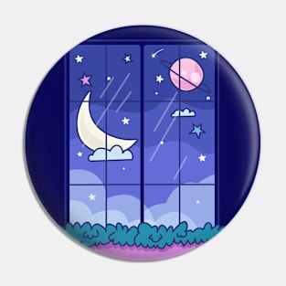 Night window art drawing Pin