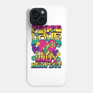 PEACE LOVE UNITY RESPECT - 60's steez (yellow/pink) Phone Case