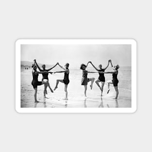 6 Women Dancing on a Beach, France 1922 Photograph Magnet