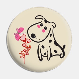 Cute dog playing with a butterfly Pin