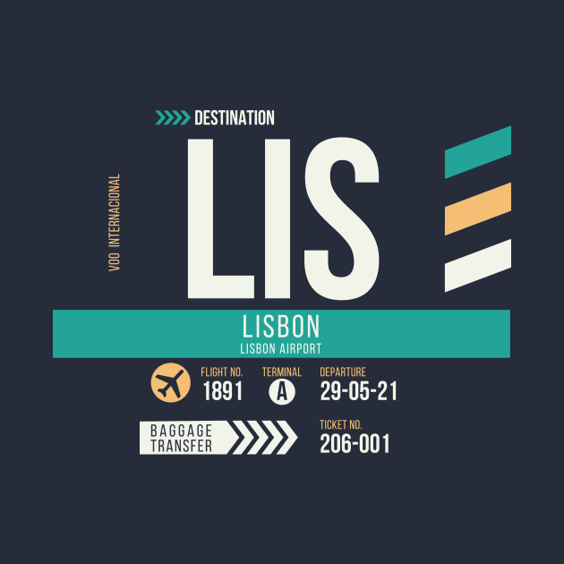 Lisbon (LIS) Airport Code Baggage Tag by SLAG_Creative