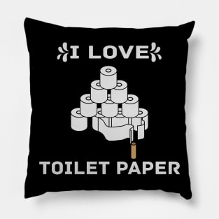 Retro Vintage I Love Toilet Paper Graphic Illustration Pillow