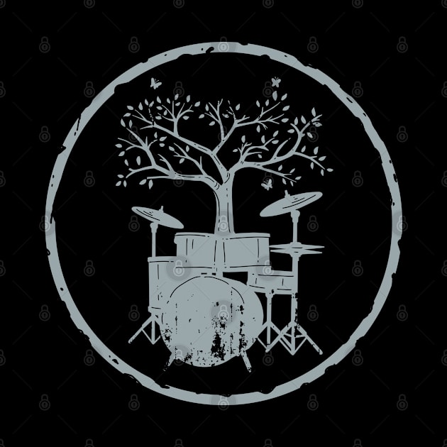 Drummers Drumming Gift Print Drum Tree Drums Drummer Print by Linco