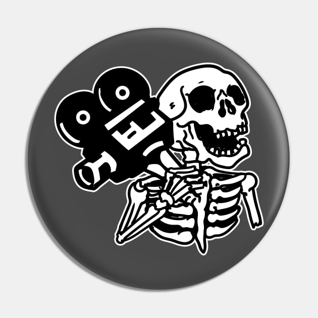 Skelleton Holding vintage film camera Pin by Deduder.store