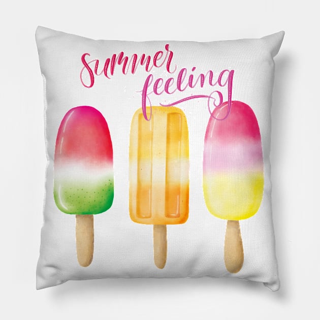 Popsicles for hot summer days Pillow by CalliLetters