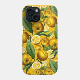 Lemon and Leaf Pattern Phone Case