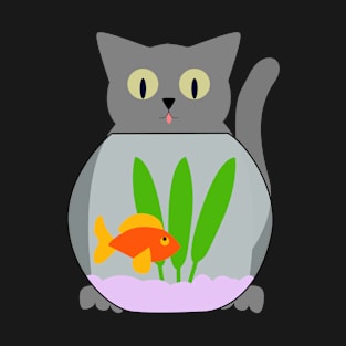 Cat Eyeing Fish T-Shirt