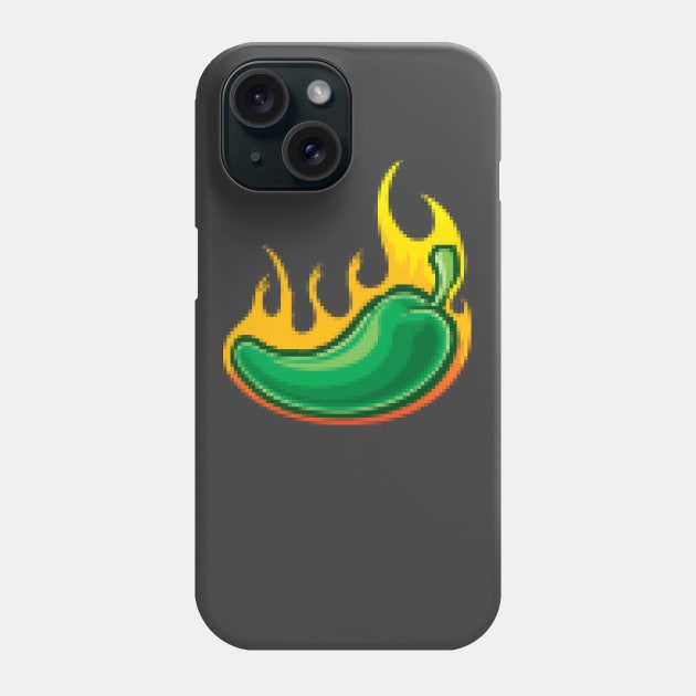Jalapeno Pepper of Flaming Pixels for Hot Mexican Food Lover Phone Case by PerttyShirty