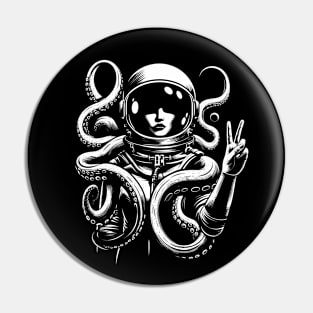Astronaut Octopus Pin