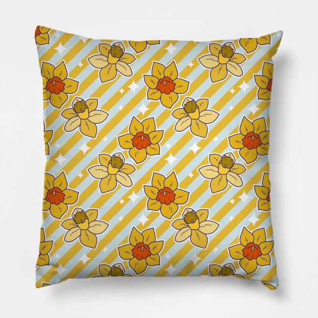 Daffodils Striped Pattern Pillow by saradaboru