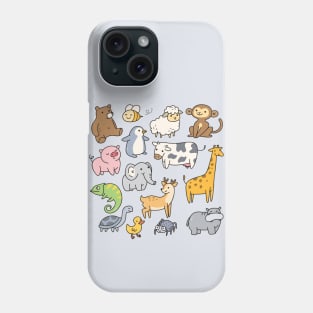 Cute Baby Animals Doodle Drawing Phone Case