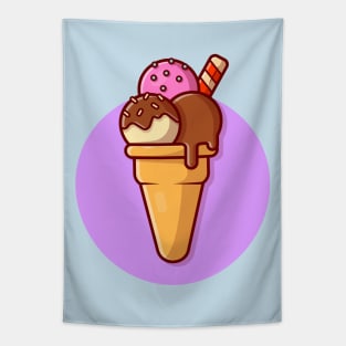 Ice Cream Cone Cartoon Vector Icon Illustration (3) Tapestry