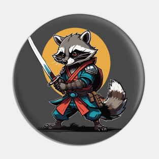 Raccoon Samurai Pin