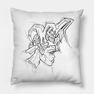 Cyber graffiti babe Pillow