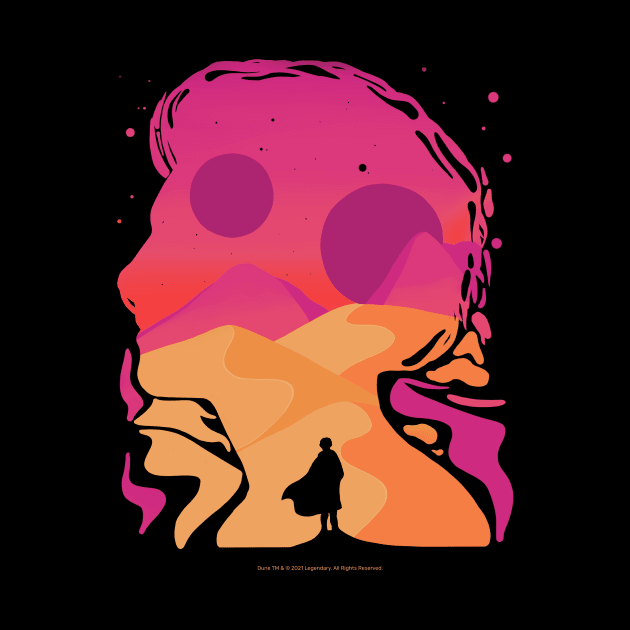 Paul Atreides on Arrakis, Double Exposure Minimalist Illustration by Dream Artworks