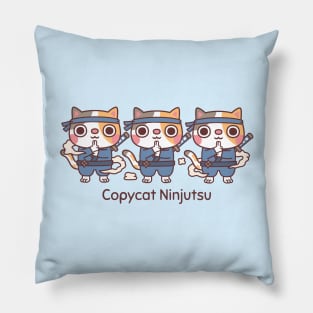 Cute Ninja Cats Copycat Ninjutsu Funny Pillow