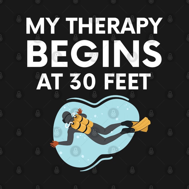 "my therapy begins at 30 feet" funny text for diving lover by in leggings