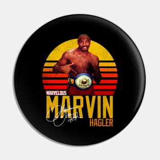 Marvelous Marvin Hagler Boxing Legend Signature Vintage Retro 80s 90s Bootleg Rap Style Pin